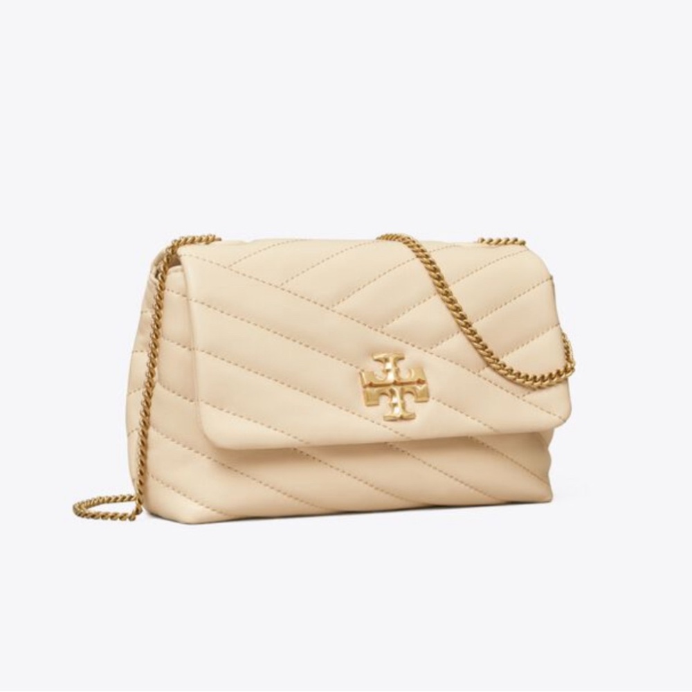 Tory Burch Mini Kira Chevron Leather Shoulder Bag- Natural/Beige